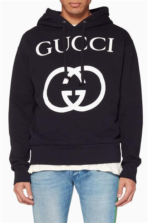 mens black gucci hoodie|black gucci hoodie men.